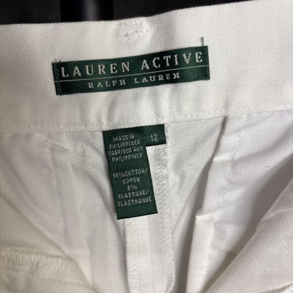 Lauren Ralph Lauren Active Shorts Womens white W/Pockets Cotton Blend Size 12 - Picture 9 of 11